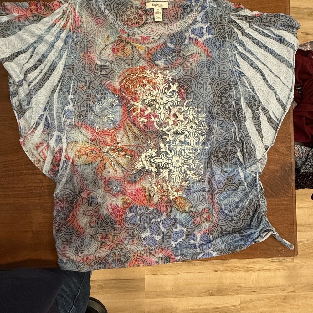 Style & Co. 2x Multicolor Patterned Blouse #sh0115
